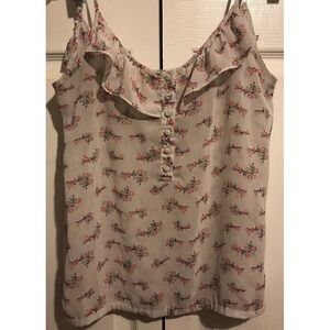 Cotton On size L floral tank shirt adjustable straps ruffle top career or casual